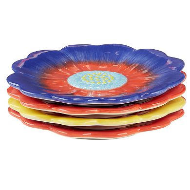 Certified International Poppy 3D Flower Dessert Plates 4-piece Set