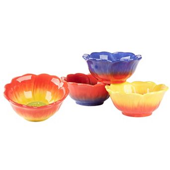 Certified International Poppy 3D Flower Ice Cream Bowls 4 pc Set