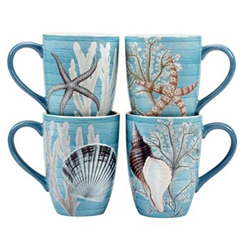 Certified International Beyond the Shore Mugs 4 pc Set