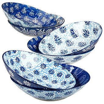 Certified International 6 pc Carnival Blue Soup & Pasta Bowl Set