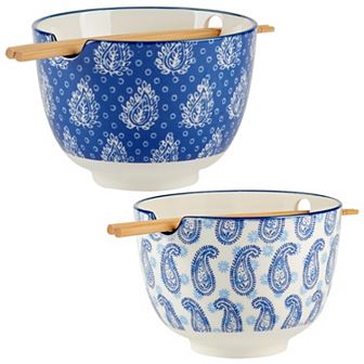 Certified International 2 pc Carnival Blue Ramen Bowl Set
