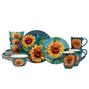 Certified International 16 pc Golden Sunflower Dinnerware Set