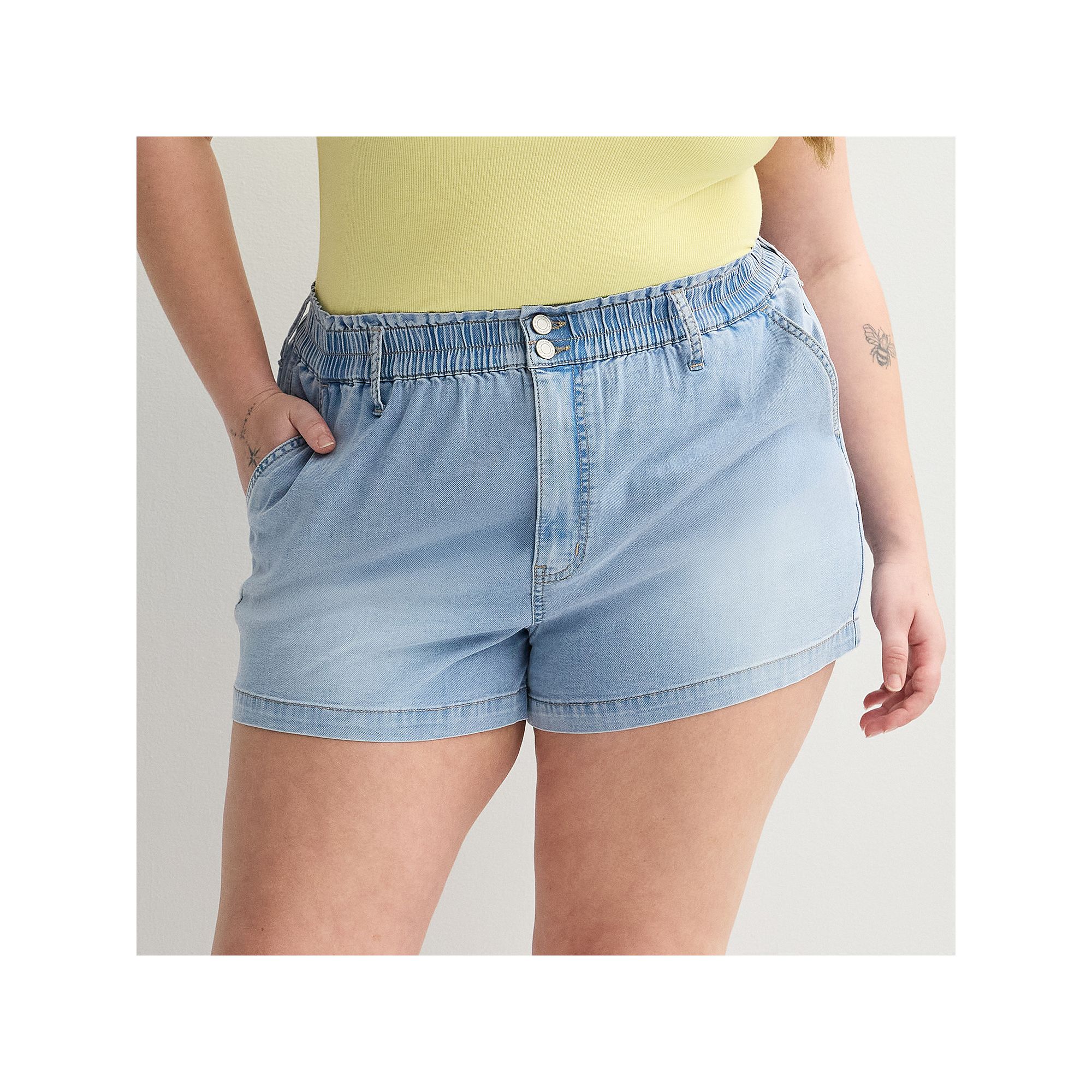 Juniors Plus Size SO® High-Rise Paperbag Jean Shorts, Girls, Size: 1XL, 