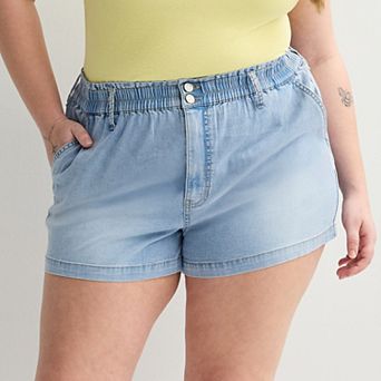 Juniors' Plus Size SO® High-Rise Paperbag Jean Shorts