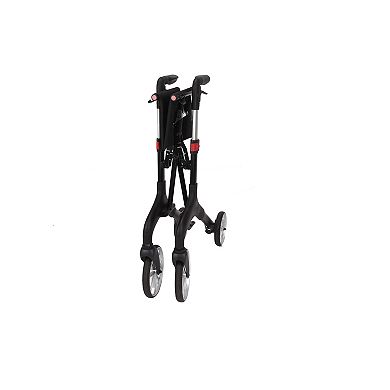 Foldable Wheeled Walker With Backrest And Bag - Adjustable Height, Lightweight, And Sturdy Design