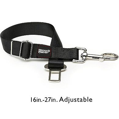 Friends Forever Durable Dog Seat Belt for Carseat Adjustable Black Nylon 2-Pack Set