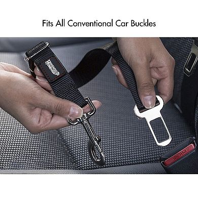 Friends Forever Durable Dog Seat Belt for Carseat Adjustable Black Nylon 2-Pack Set