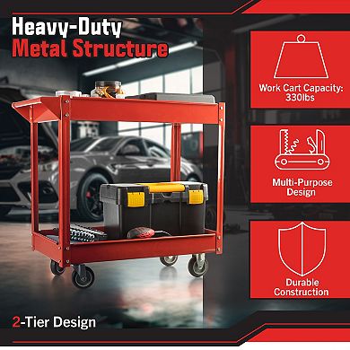 Stalwart Two-Tier Rolling Tool Cart