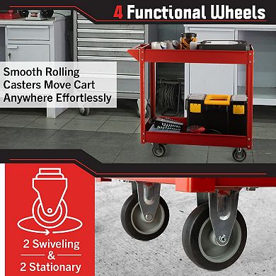 Stalwart Two-Tier Rolling Tool Cart