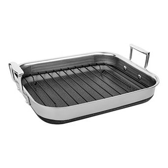 Livwell DiamondClad™ 14-inch Hybrid Nonstick Stainless Steel Roasting Pan with Basket