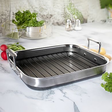 Livwell DiamondClad 14-inch Hybrid Nonstick Stainless Steel Roasting Pan with Basket