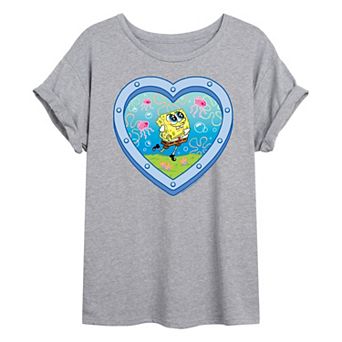 Juniors' SpongeBob SquarePants Porthole Heart Oversized Tee