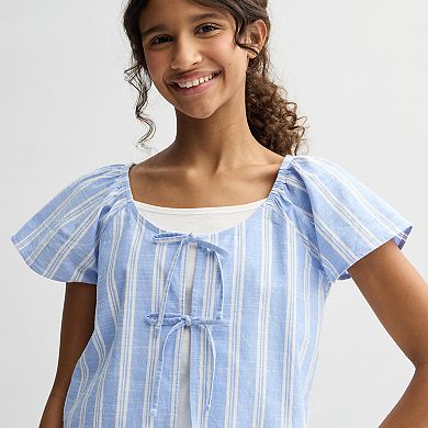 Girls 6-20 SO® Layered Tie Front Top in Regular & Plus Size
