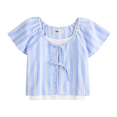 Girls 6-20 SO® Layered Tie Front Top in Regular & Plus Size