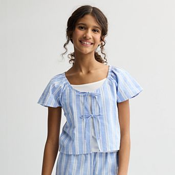 Girls 6-20 SO® Layered Tie Front Top in Regular & Plus Size