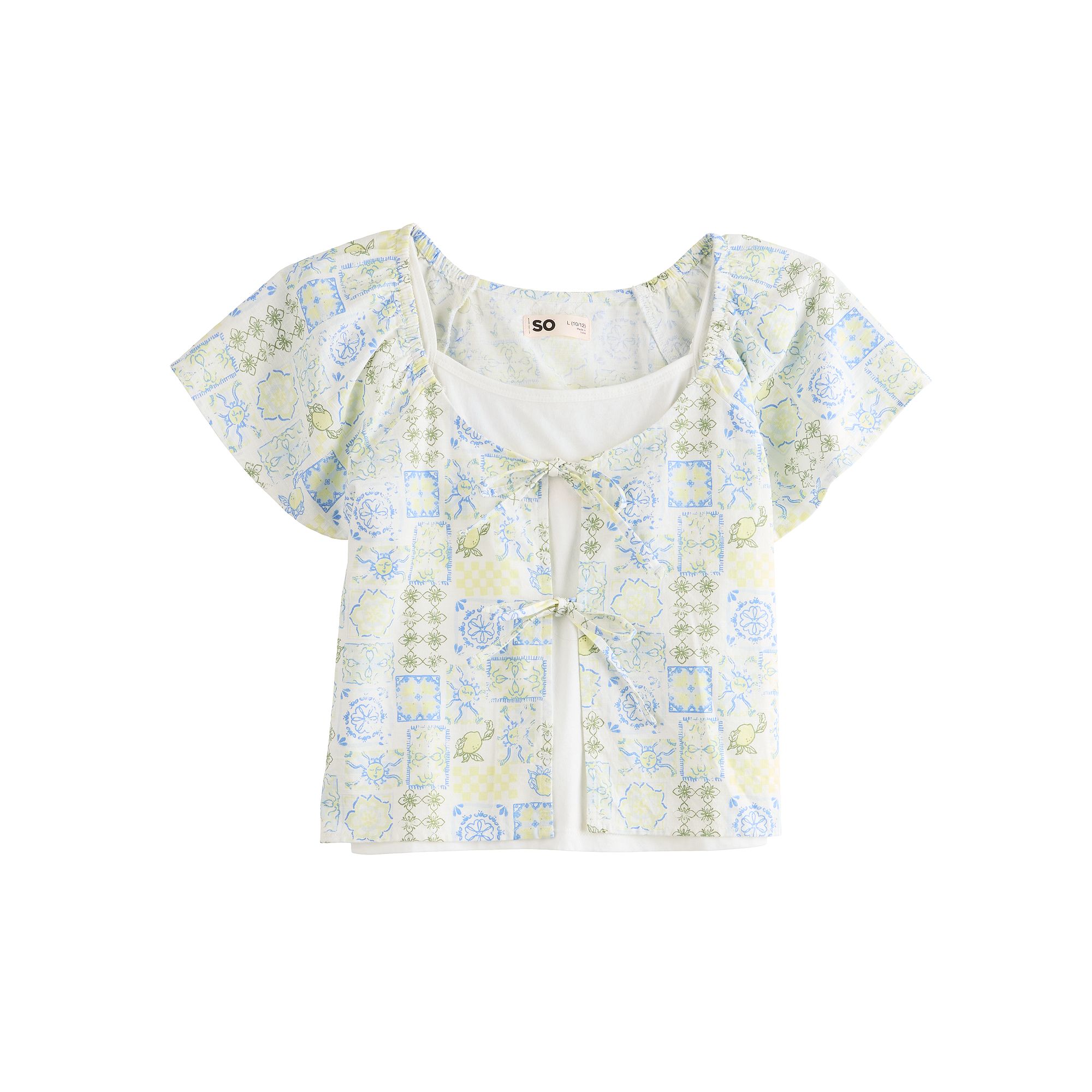 Girls 6-20 SO® Layered Tie Front Top in Regular & Plus Size, Girls, Size: