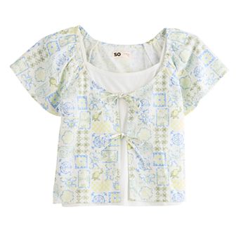 Girls 6-20 SO® Layered Tie Front Top in Regular & Plus Size