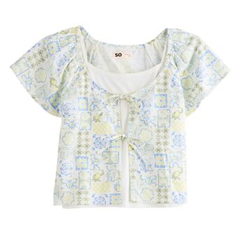 Girls 6-20 SO® Layered Tie Front Top in Regular & Plus Size