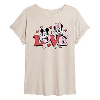 Disney's Mickey & Minnie Mouse Juniors' Love Oversized Tee