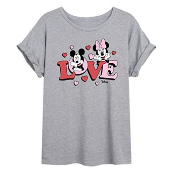 Disney's Mickey & Minnie Mouse Juniors' Love Oversized Tee
