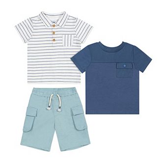 Baby Boys Little Lad 3 pc Shorts and Shirts Set