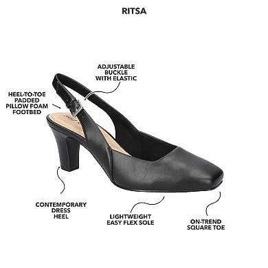 Easy Street Ritsa Women's Square Toe Slingback Pumps