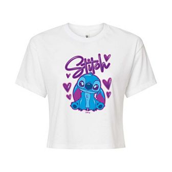 Disney's Lilo & Stitch Junior's Airbrush Cropped Tee