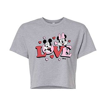 Disney's Mickey & Minnie Mouse Juniors' Love Cropped Tee