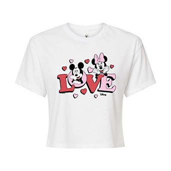 Disney's Mickey & Minnie Mouse Juniors' Love Cropped Tee