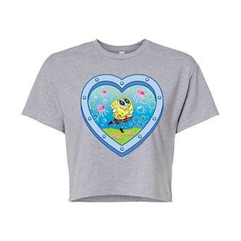 Juniors' SpongeBob SquarePants Porthole Heart Cropped Tee