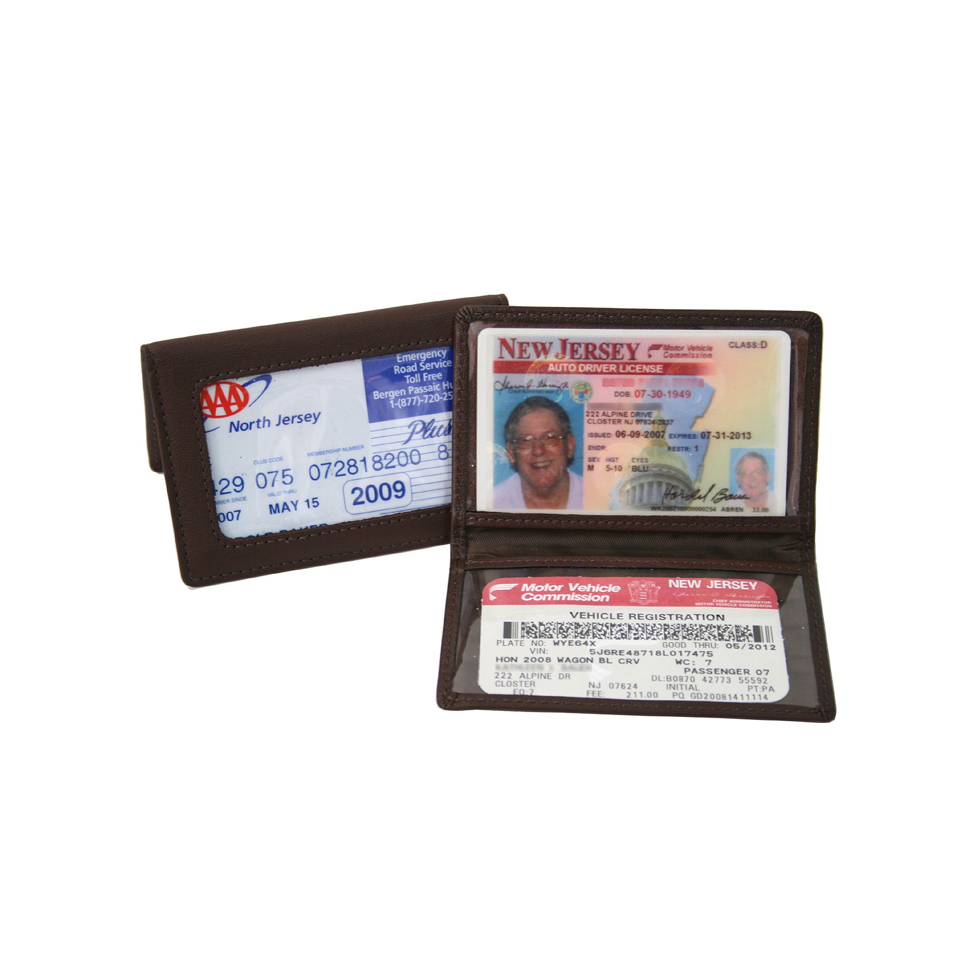 Royce Leather Tri-View ID Holder, Coco