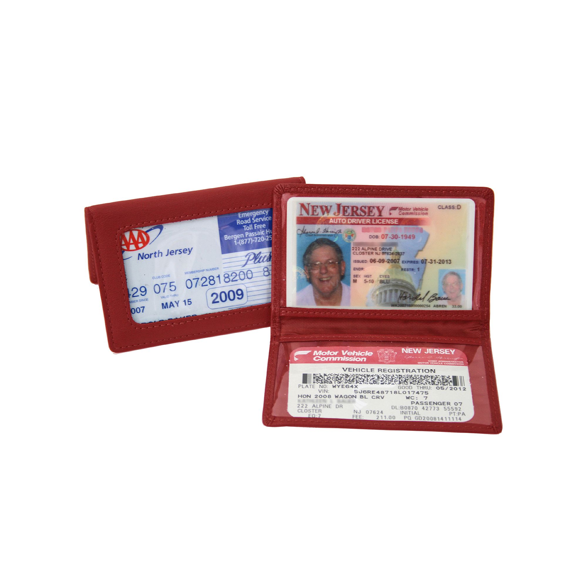 Royce Leather Tri-View ID Holder, Red