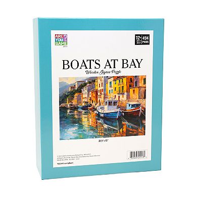 AREYOUGAMECOM Boats At Bay 494-Piece Wooden Jigsaw Puzzle