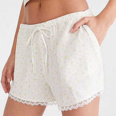 Juniors' Aeropostale Linen Lace Trim Boxer Shorts