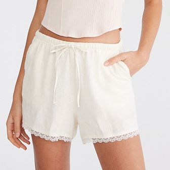 Juniors' Aeropostale Linen Lace Trim Boxer Shorts