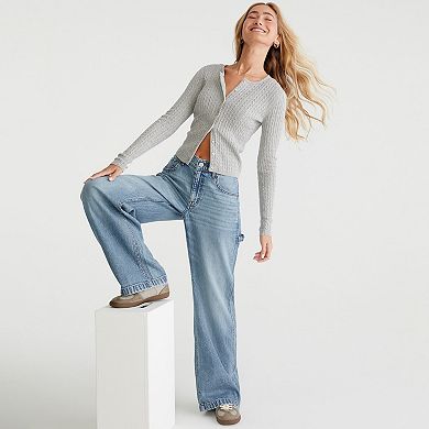 Juniors' Aeropostale Low-Rise Baggy Wide Leg Carpenter Jeans