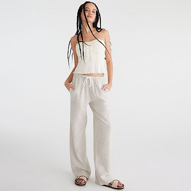 Juniors' Aeropostale Stripe Linen Drawstring Pants