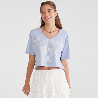 Juniors' Aeropostale Cropped Boyfriend Tee