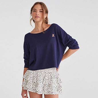 Juniors' Aeropostale Slash Neck Embroidered Sweater