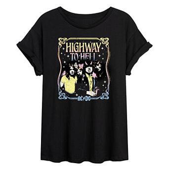 Juniors' ACDC Highway To Hell Oversized Tee