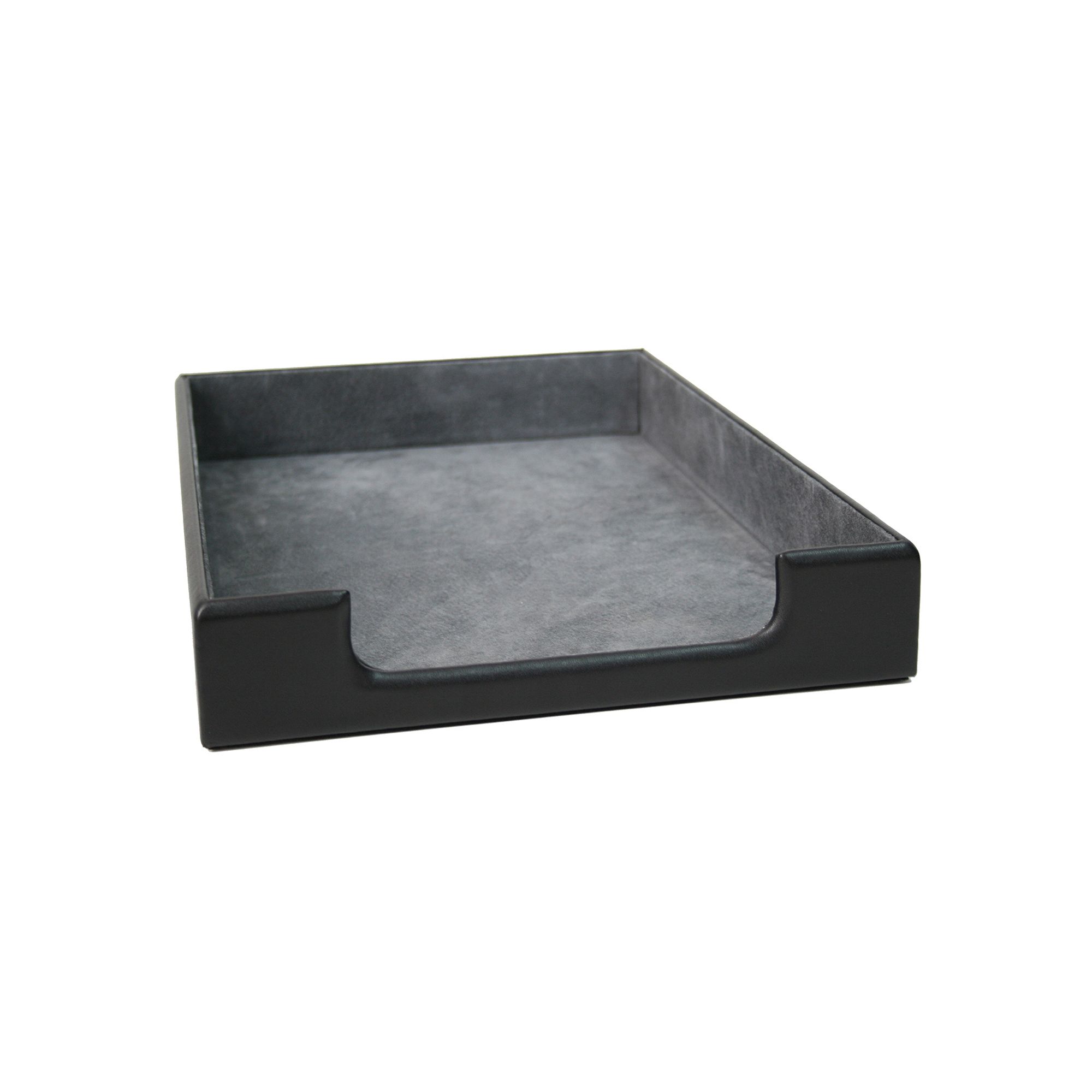 Royce Leather Desk Letter Tray, Black