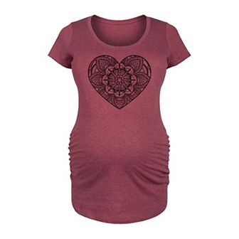 Maternity Black Decorative Heart Graphic Tee