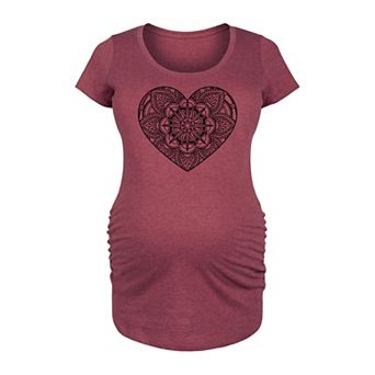 Maternity Black Decorative Heart Graphic Tee