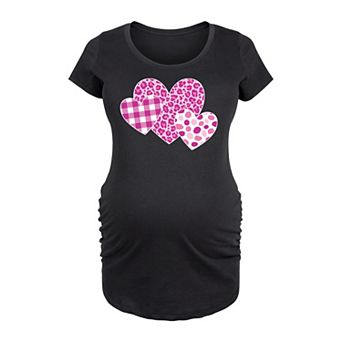 Maternity Valentine's Patterned Hearts Graphic Tee