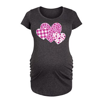Maternity Valentine's Patterned Hearts Graphic Tee