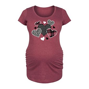 Maternity Mixed Patterned Hearts Graphic Tee