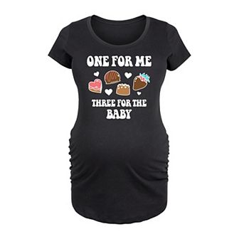 Maternity One For Me Three For Baby Chocolate Graphic Tee