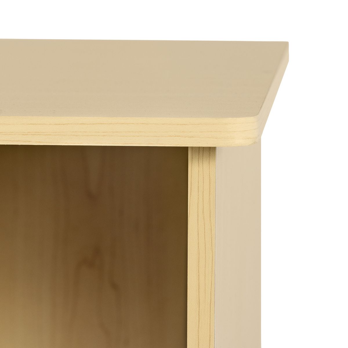 Close-up of toddler desk leg and tabletop edge detail