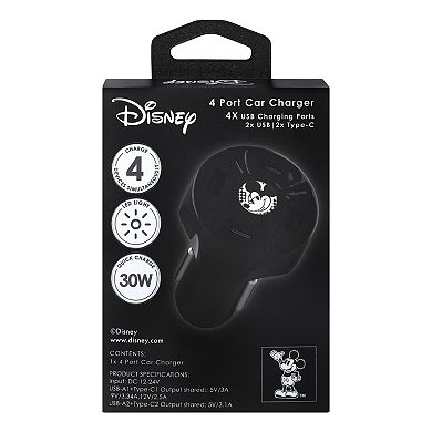 Disney 4 Port 2 USB-A 2 USB-C Car Charger