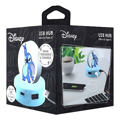 Disney's Lilo & Stitch 2 USB A & 1 USB C Charging Port Hub
